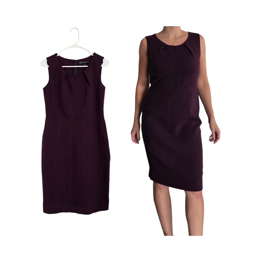 Lafayette 148 Plum Virgin Wool Sheath Dress 2 Modest Quiet Luxury Career Office